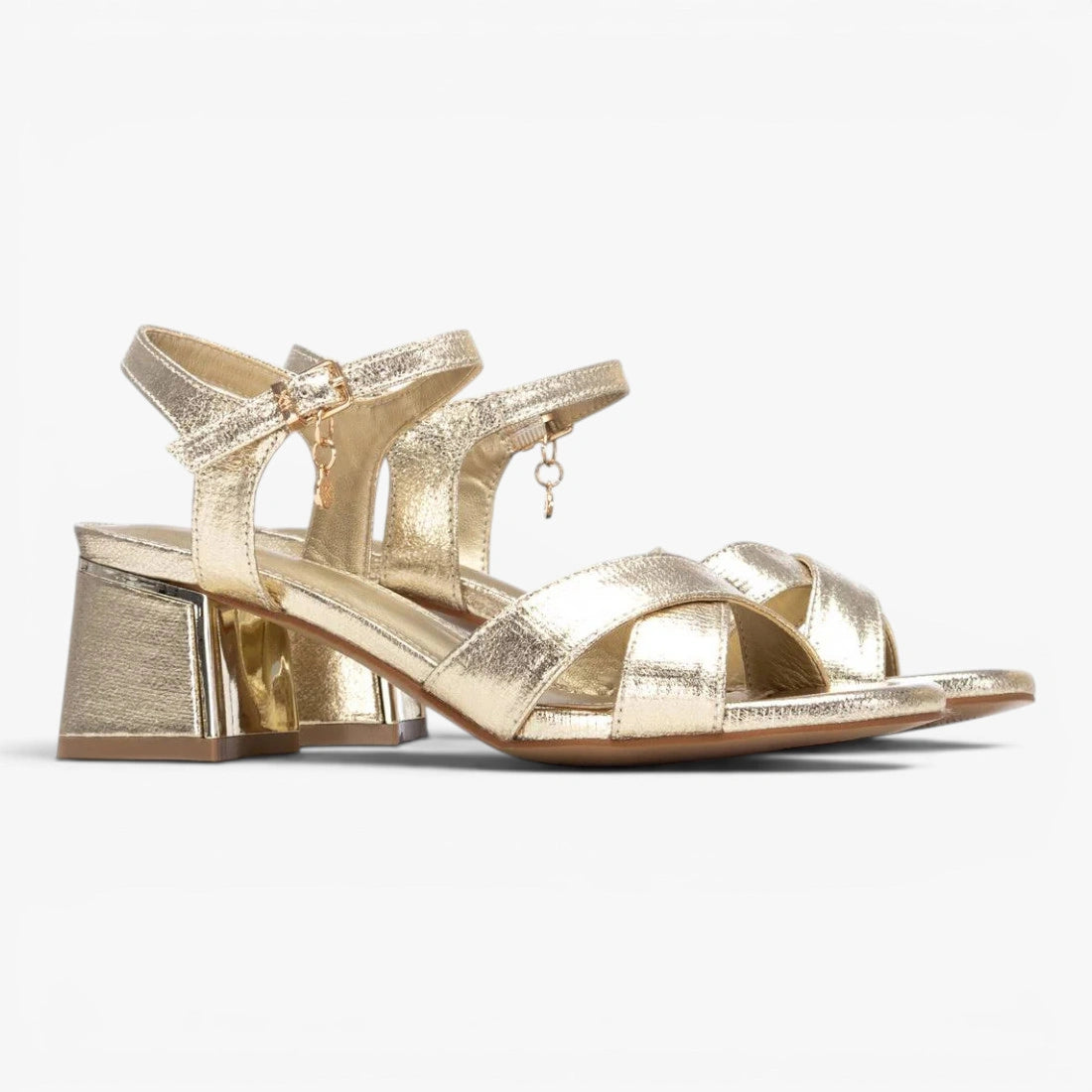 XTI Gold Sandal (Block Heel) – 145344