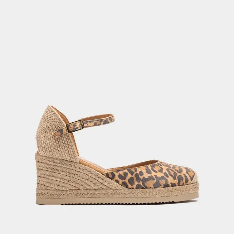 Unisa Leopard Print Wedge Espadrille in Suede - Leavys Shoes