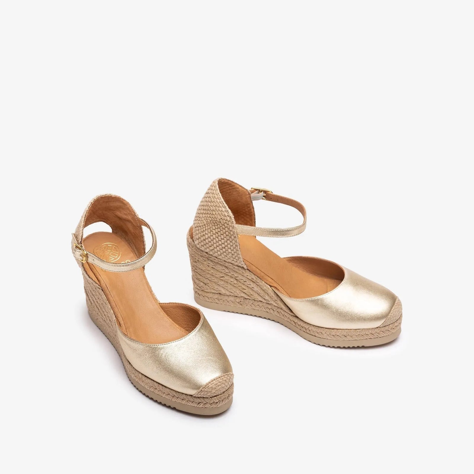 Unisa Gold Espadrille Wedge with SuperLight Comfort - Leavys Shoes