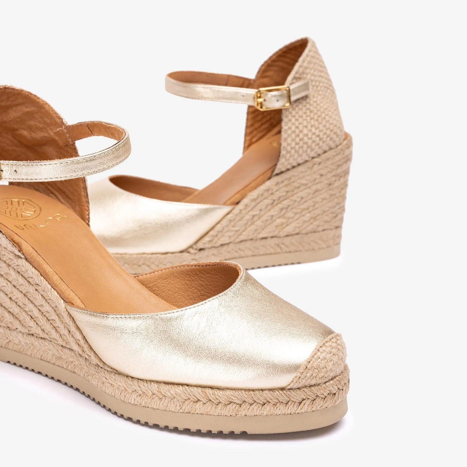 Unisa Gold Espadrille Wedge with SuperLight Comfort - Leavys Shoes
