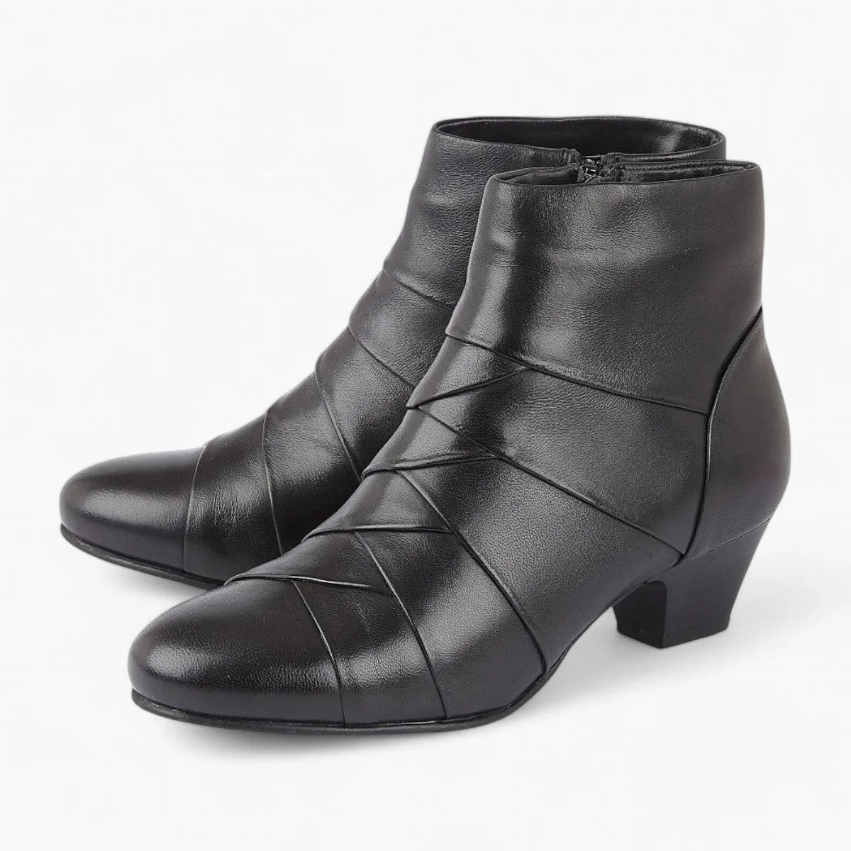 Lotus Tara Black Leather Ankle Boots for Women - Leavys Shoes