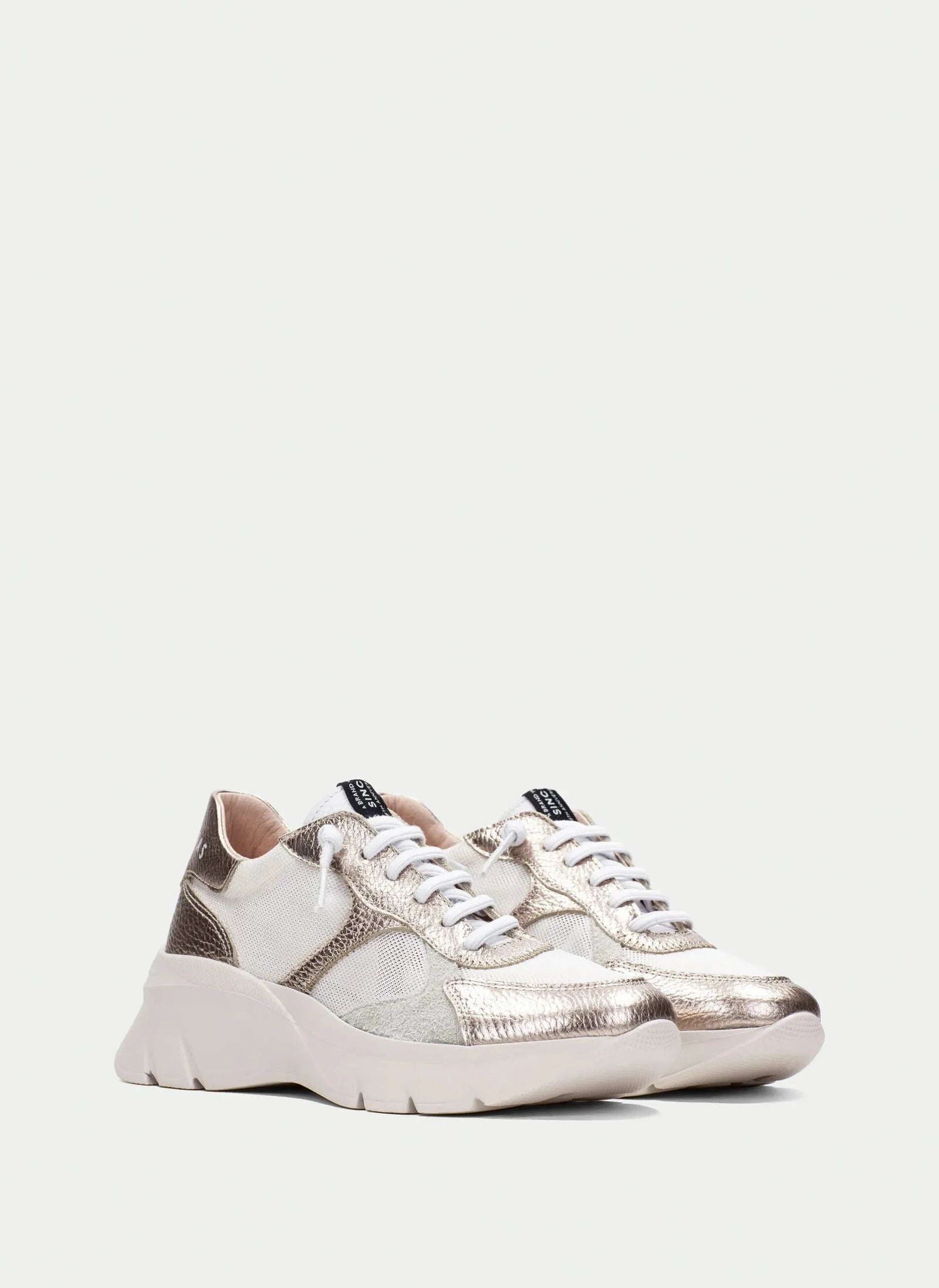 Hispanitas Gold & White Trainer – Modern Comfort with a Trendy Edge - Leavys Shoes