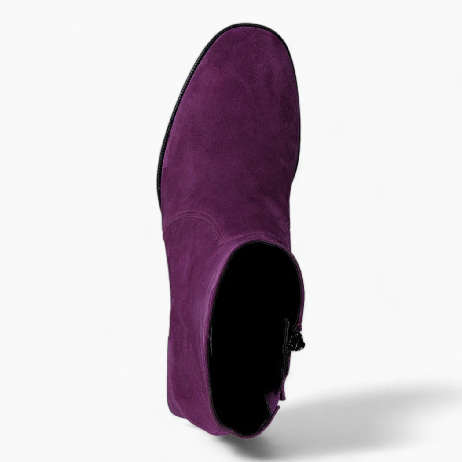 Tamaris Purple Leather Ankle Boots with Block Heel - Leavys Shoes