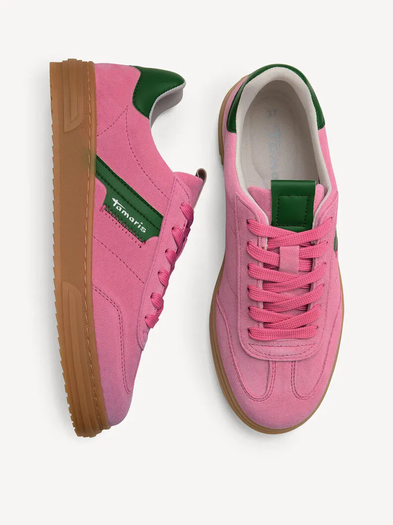 Tamaris Pink Runner – Vibrant Style with Green Accents - Leavys Shoes