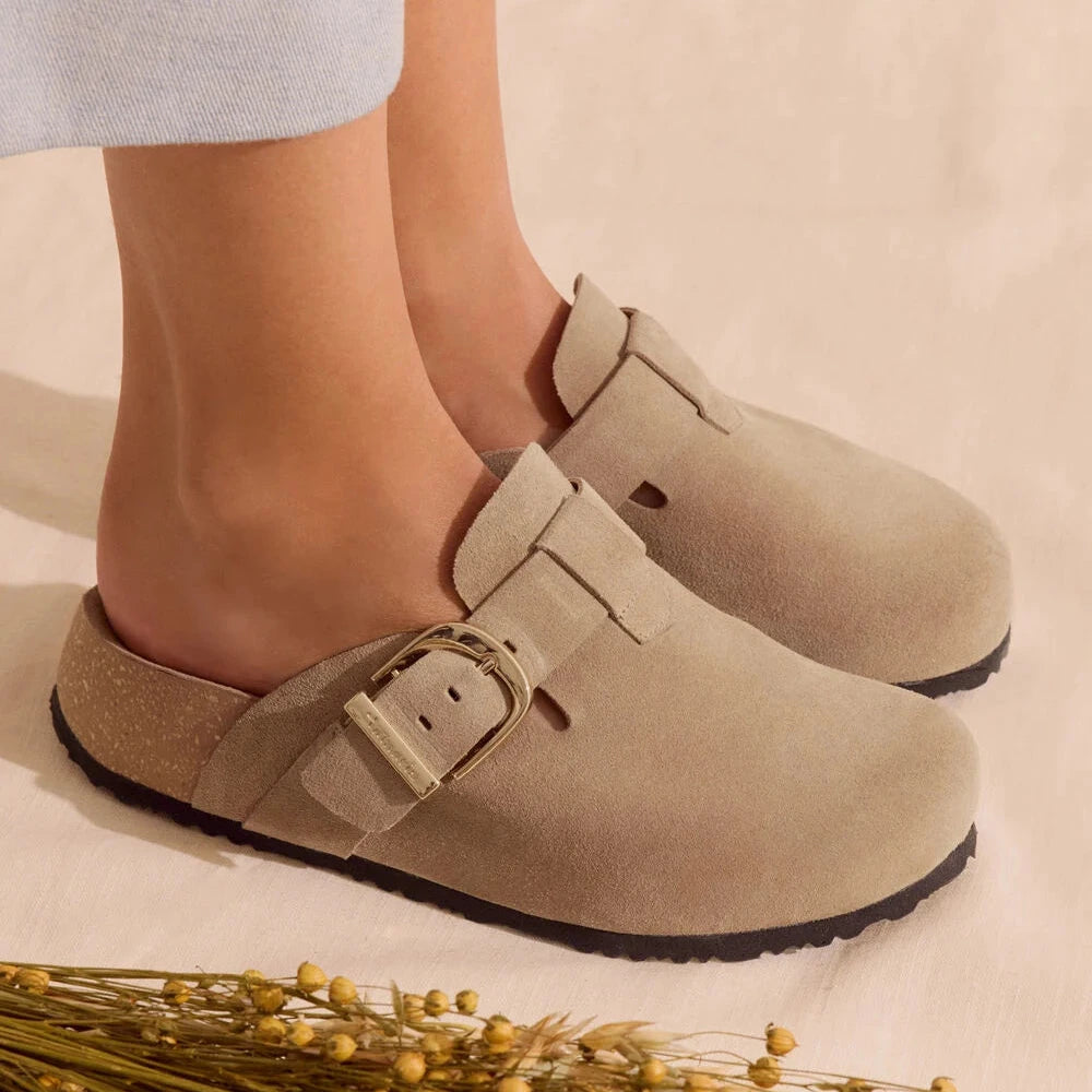 Tamaris Taupe Leather Mule Clog 1-27600-44-341