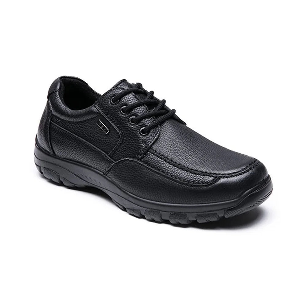 G-Comfort A-7825 men's black leather lace-up shoe shown at a three-quarter angle.