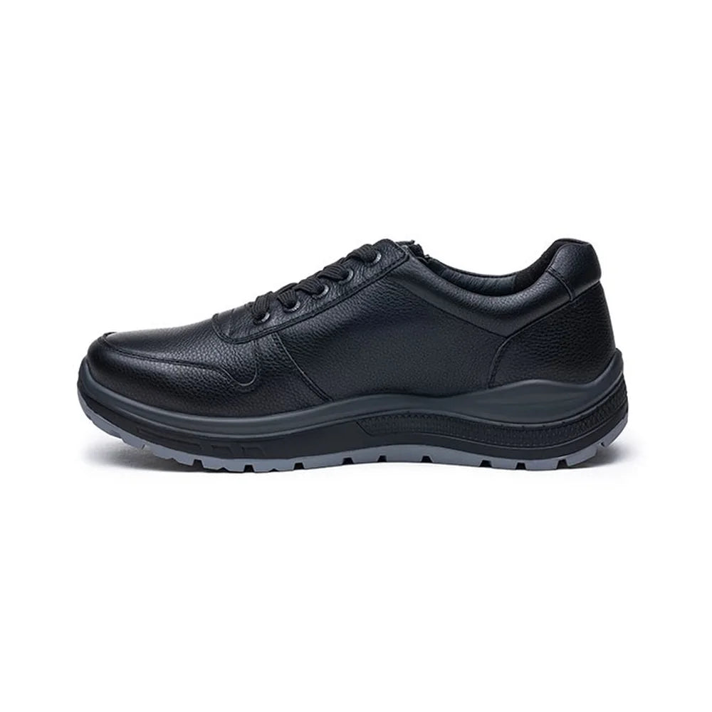 Inner side profile of the G-Comfort R-1282 men's black leather trainer.