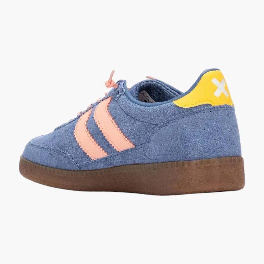 Xti Vegan Faux Suede Trainers, Jeans Blue with Bungee Laces - Leavys Shoes