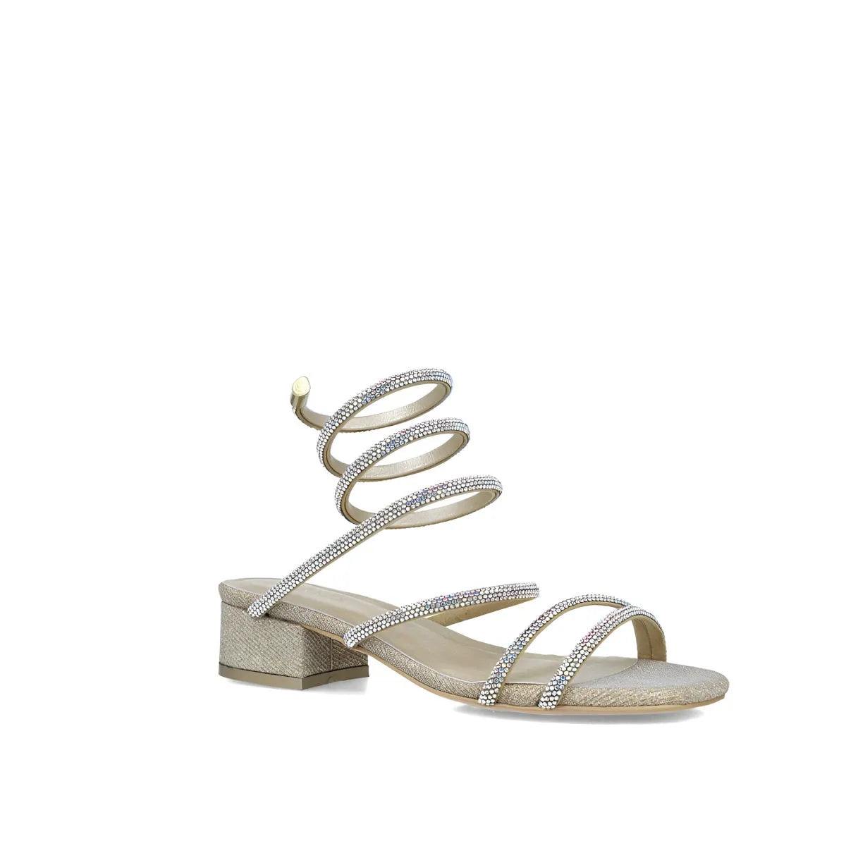 Menbur Gold Sandal with Spiral Diamante Strap - Leavys Shoes