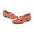  Vibrant Jose Saenz orange nappa leather moccasins with chain detail.