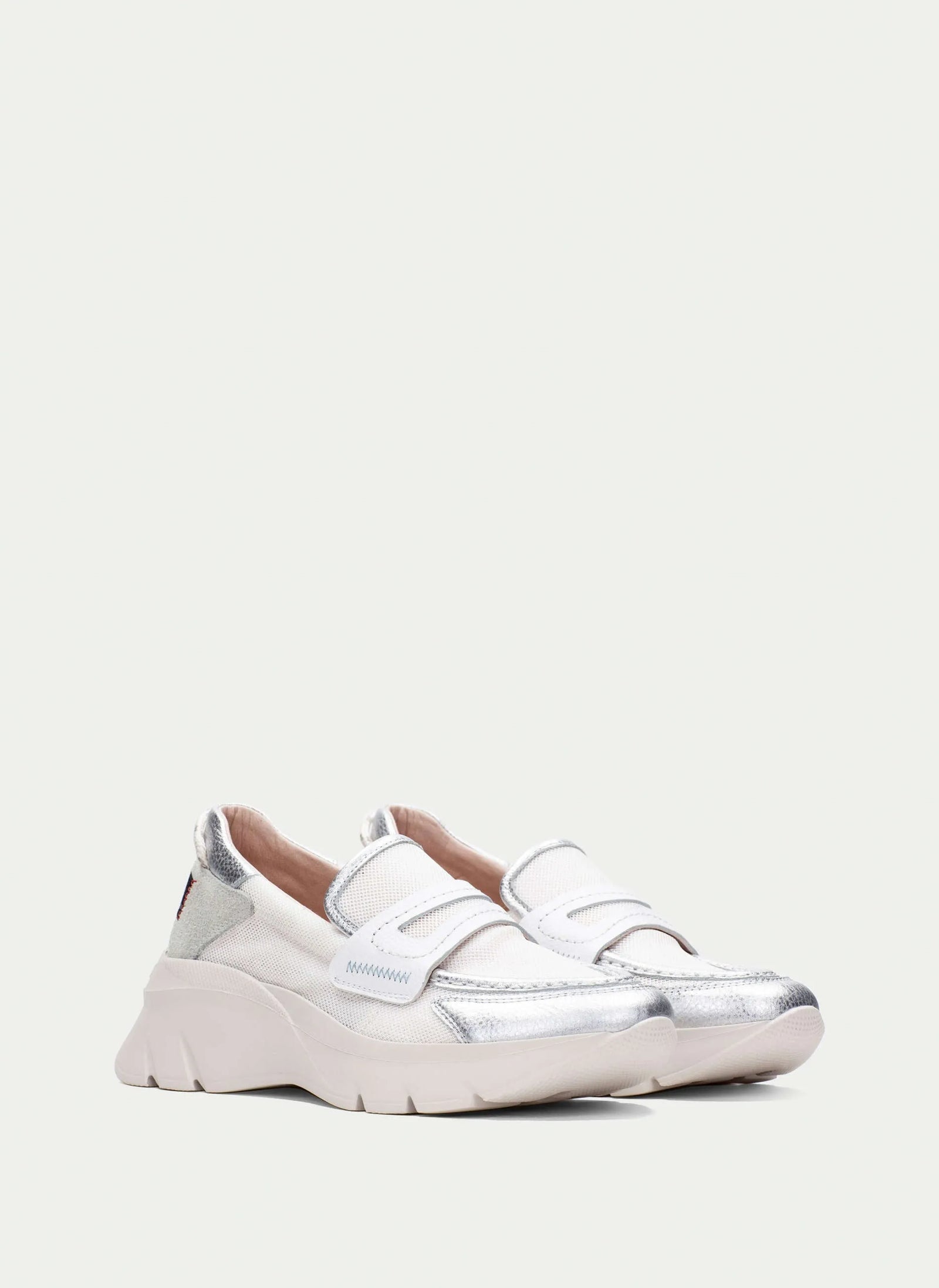 Hispanitas Luzia Sporty Loafer – Silver & Mesh, Ultra Light - Leavys Shoes