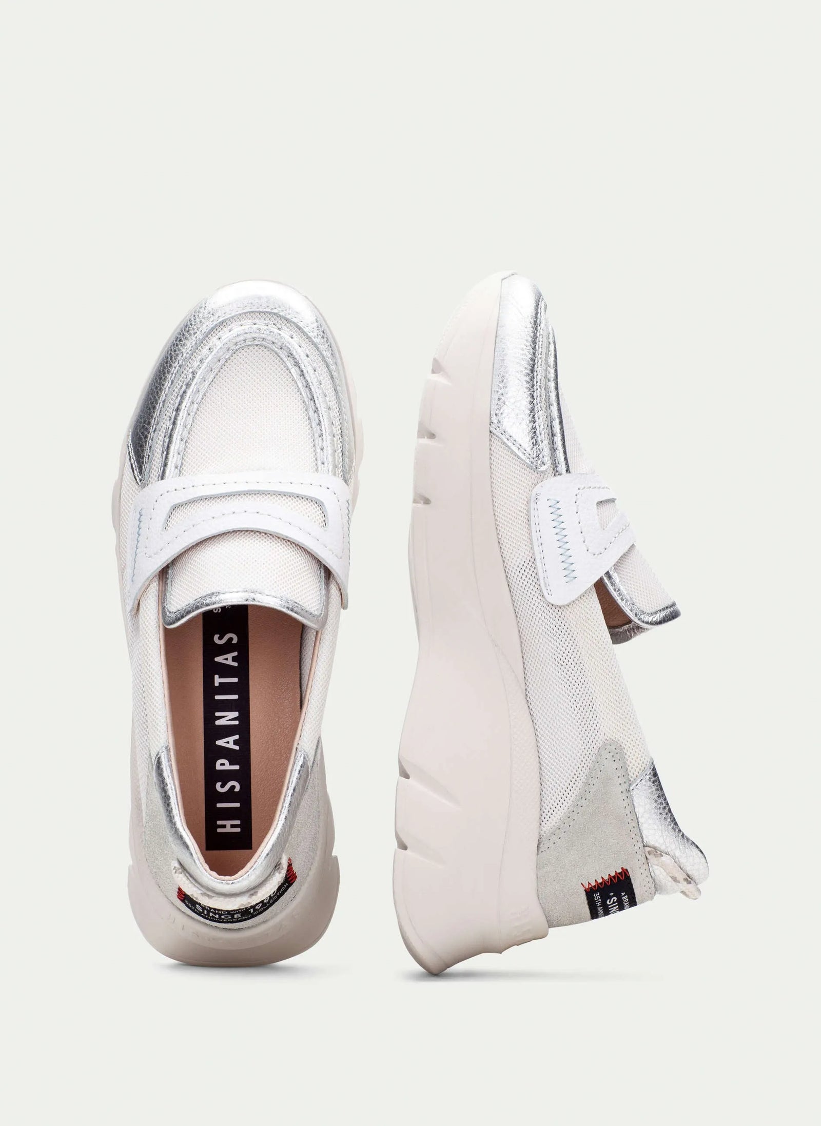 Hispanitas Luzia Sporty Loafer – Silver & Mesh, Ultra Light - Leavys Shoes