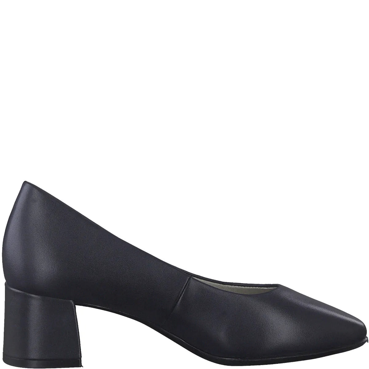 Navy Pretty Pleased Block Heel Leather Pumps - Leavys Shoes