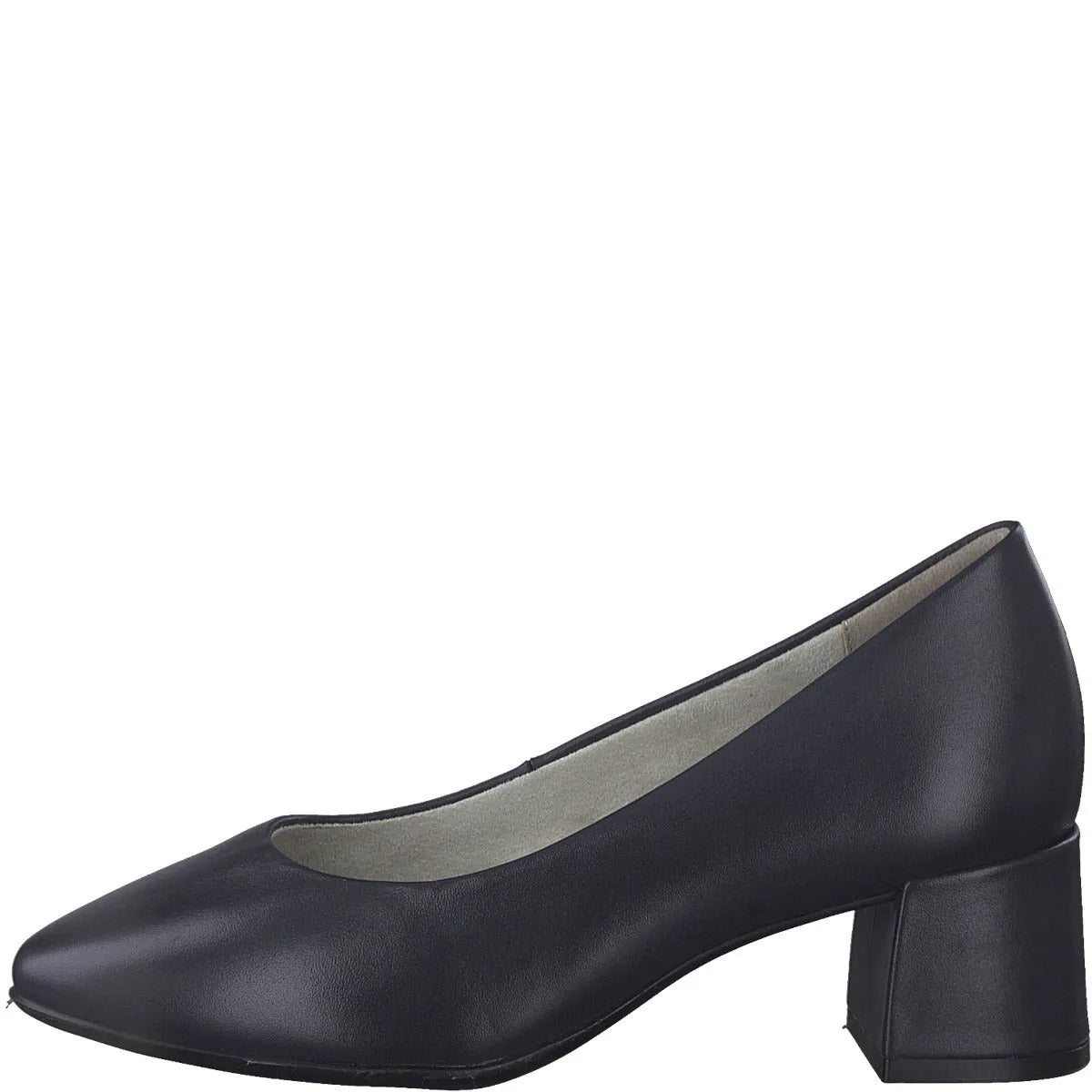 Navy Pretty Pleased Block Heel Leather Pumps - Leavys Shoes