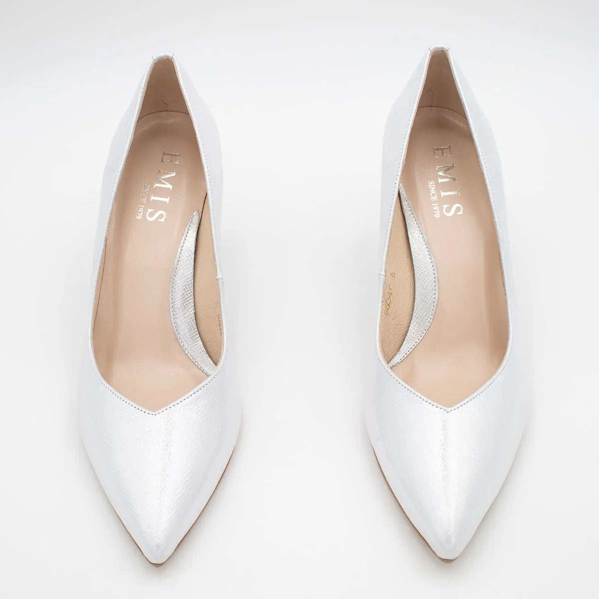 Emis Silver Metallic Leather Court Heels - Leavys Shoes