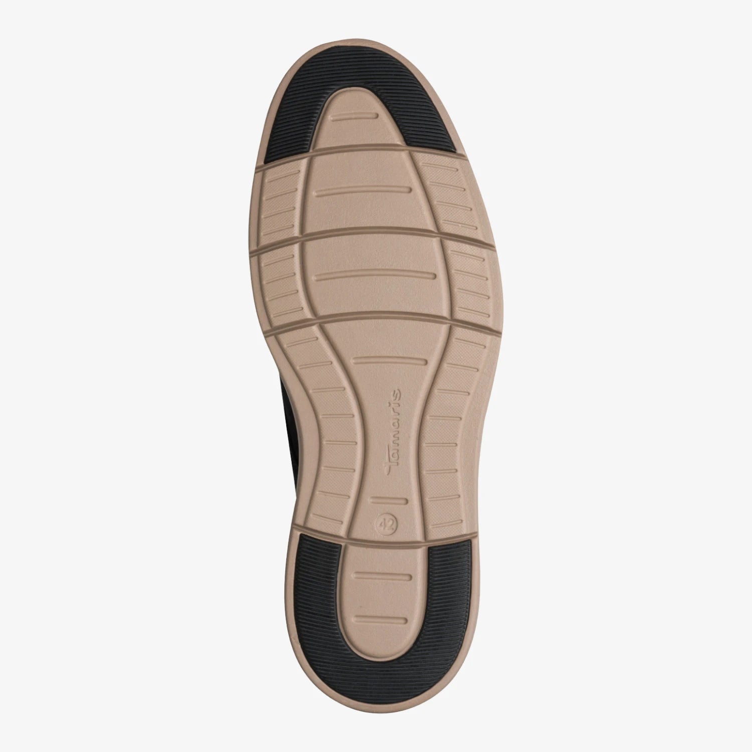 Light-coloured treaded outsole of the Tamaris men's navy leather lace-up shoe.