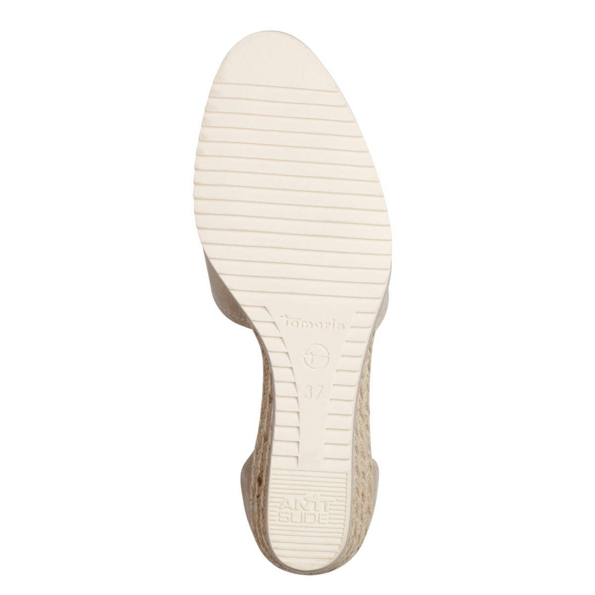 Bottom view showing the espadrille rope sole.