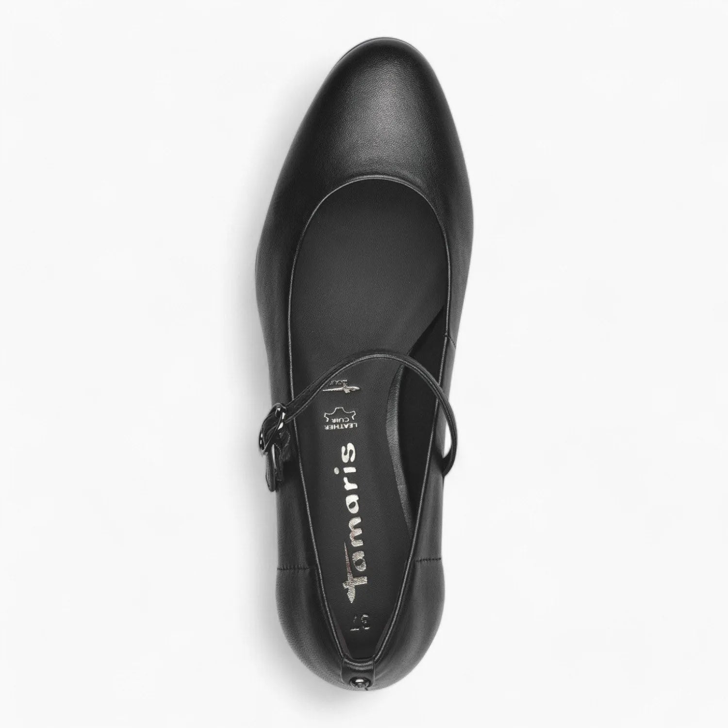 Tamaris Black Leather Block Heel – Elegant & Comfortable - Leavys Shoes