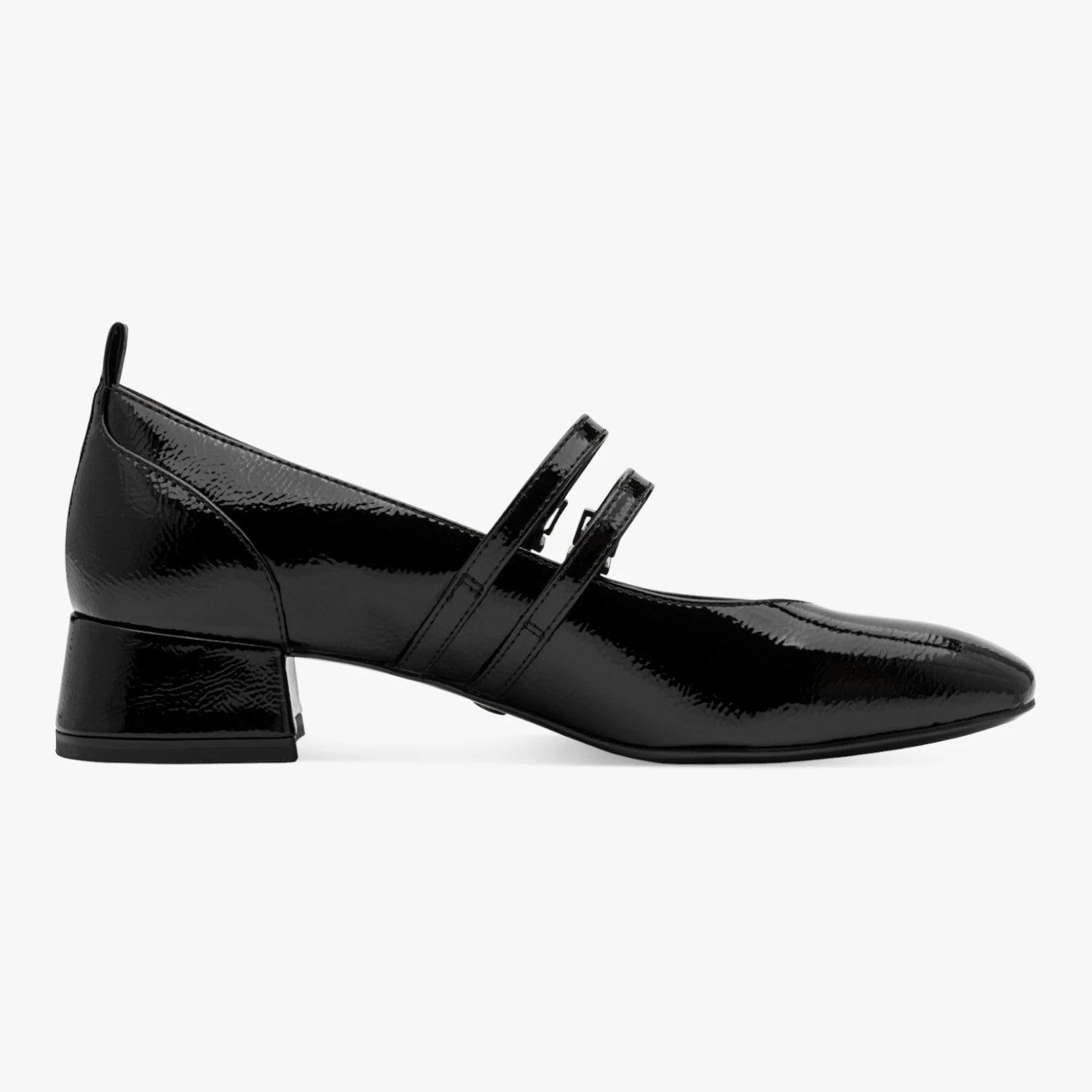 Tamaris Black Patent Double-Strap Mary Jane Shoes