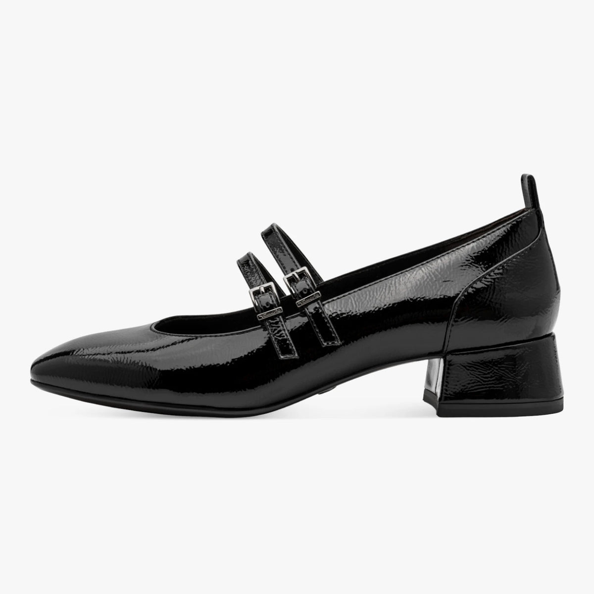 Tamaris Black Patent Double-Strap Mary Jane Shoes