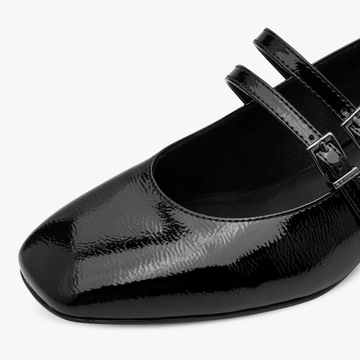 Tamaris Black Patent Double-Strap Mary Jane Shoes