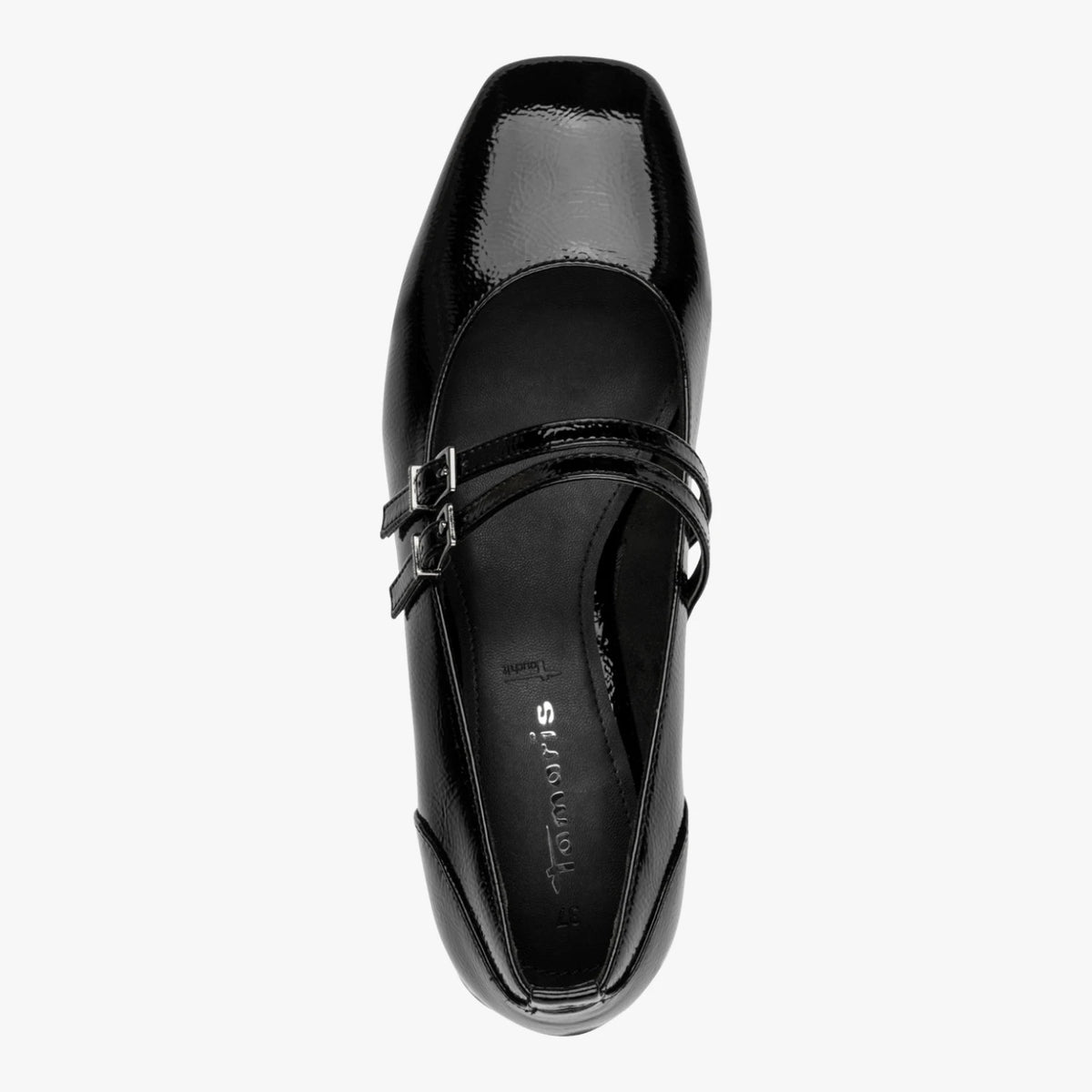 Tamaris Black Patent Double-Strap Mary Jane Shoes
