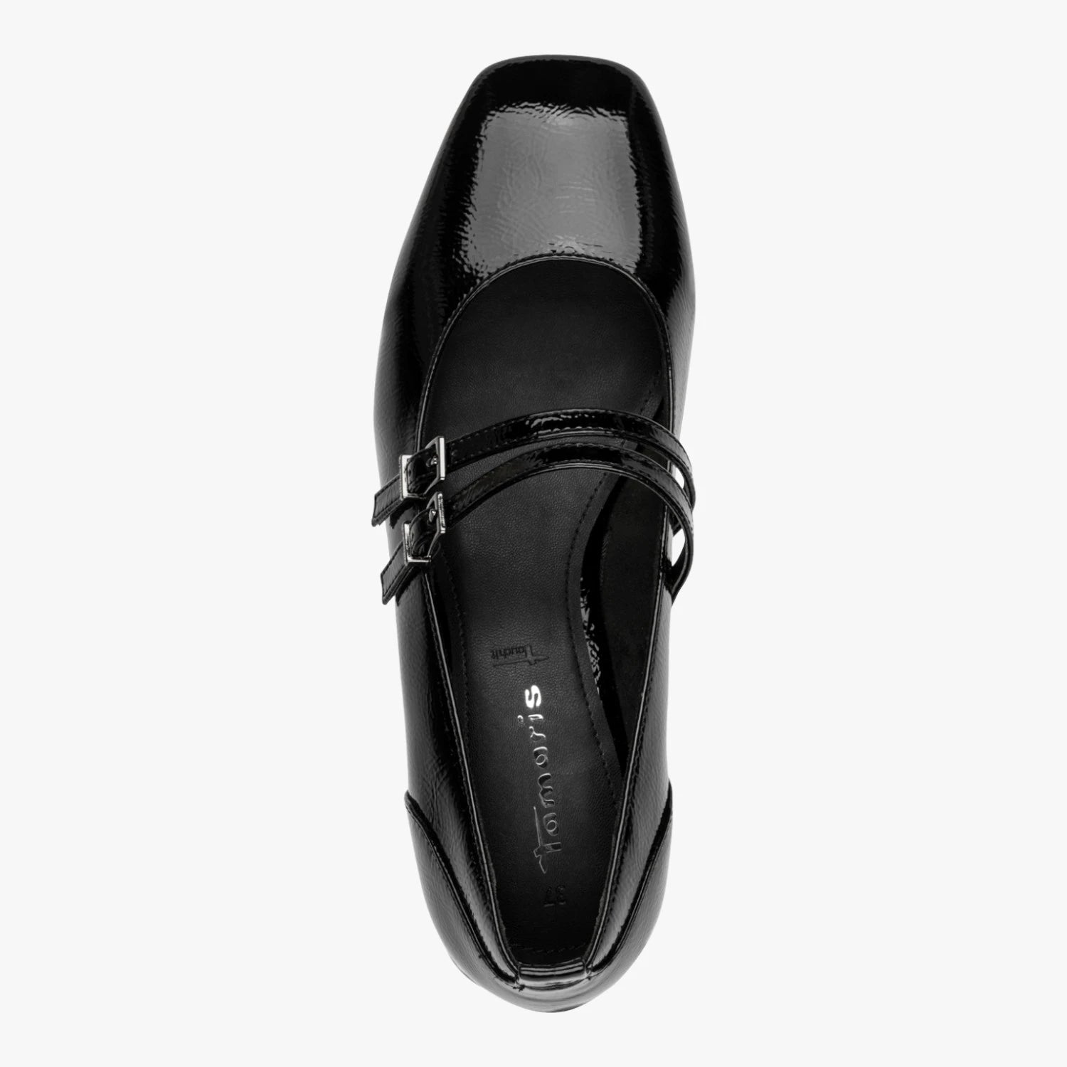 Tamaris Black Patent Double-Strap Mary Jane Shoes
