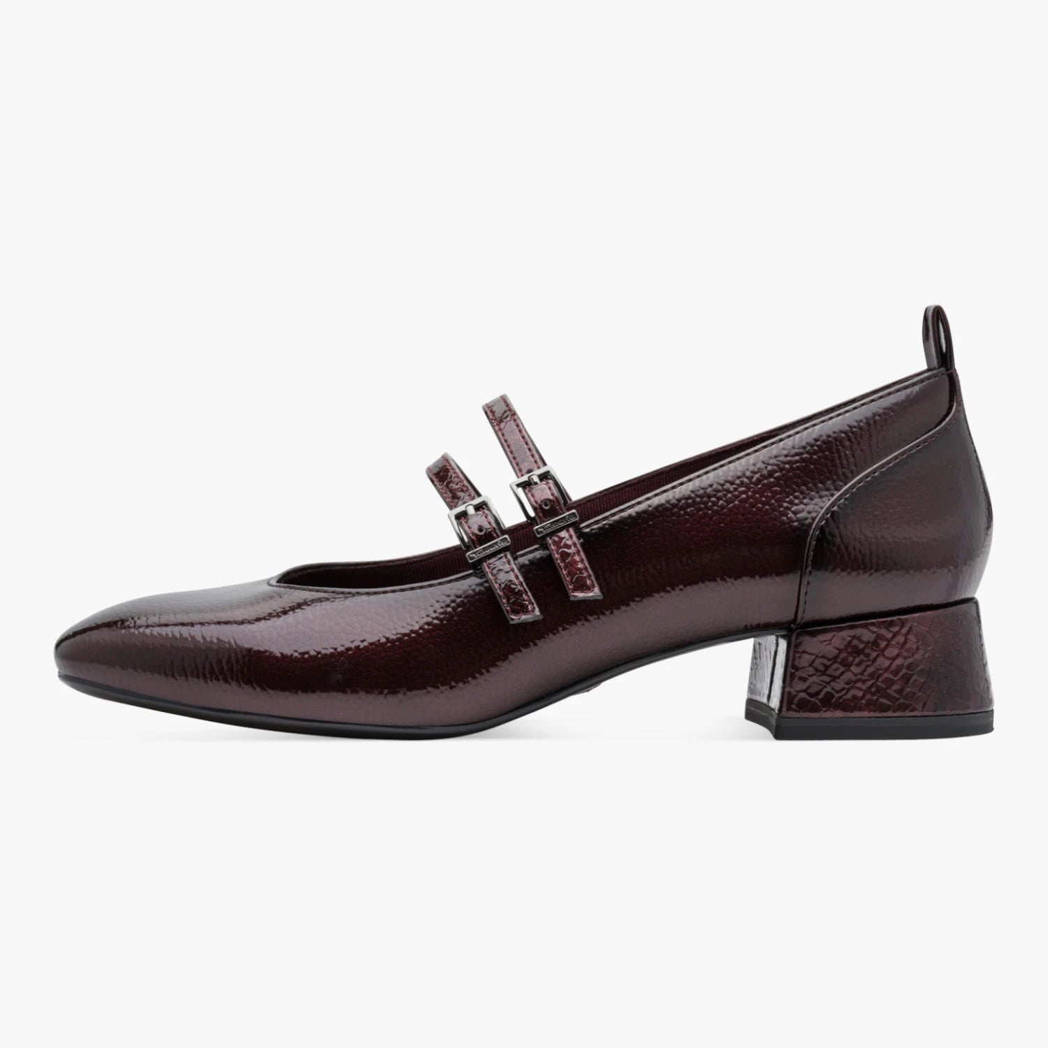 Tamaris Burgundy Patent Double-Strap Mary Jane Shoes