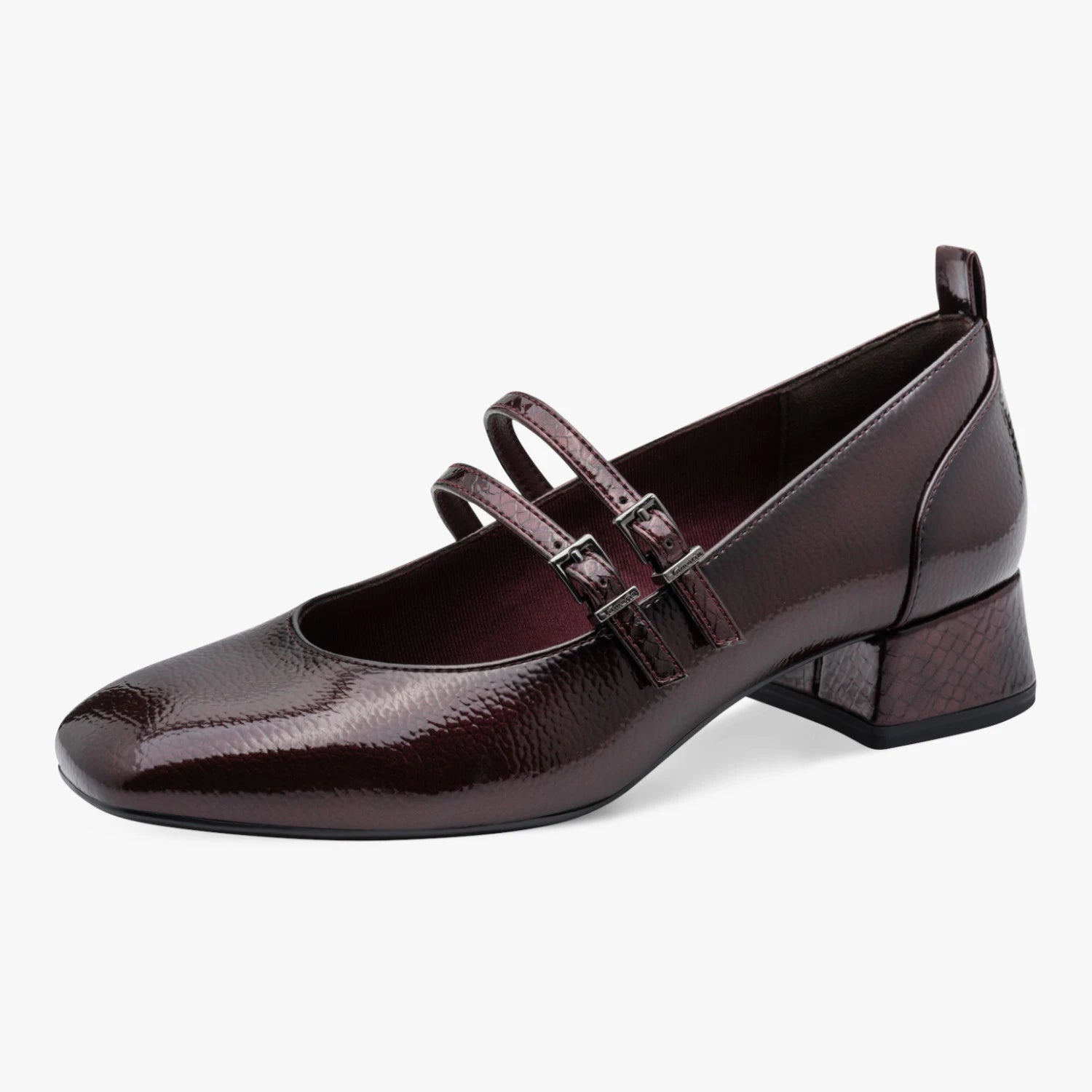 Tamaris Burgundy Patent Double-Strap Mary Jane Shoes
