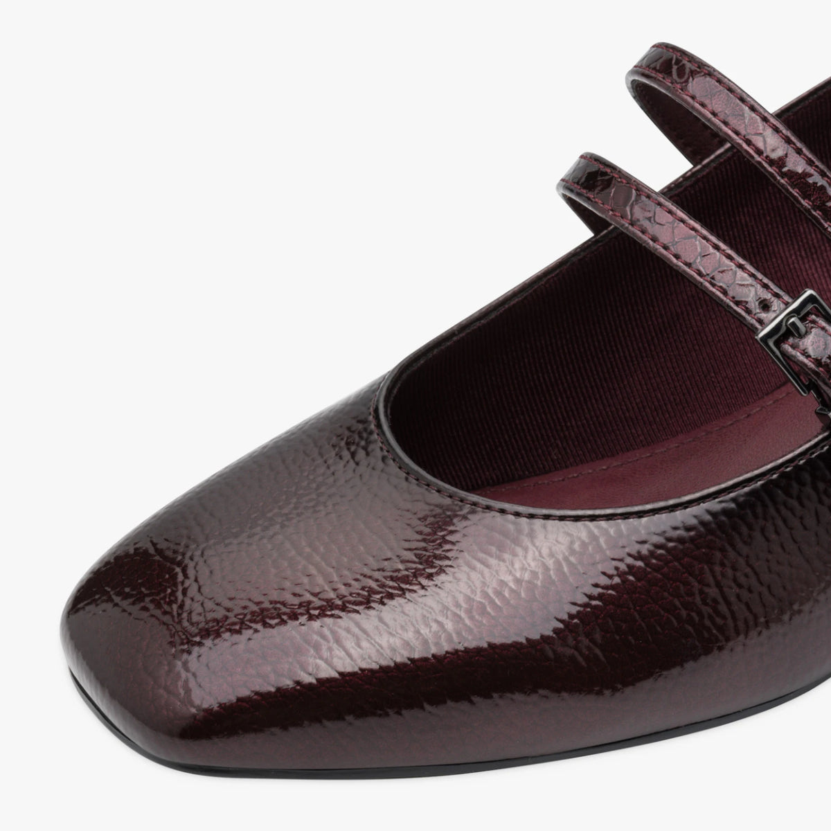 Tamaris Burgundy Patent Double-Strap Mary Jane Shoes