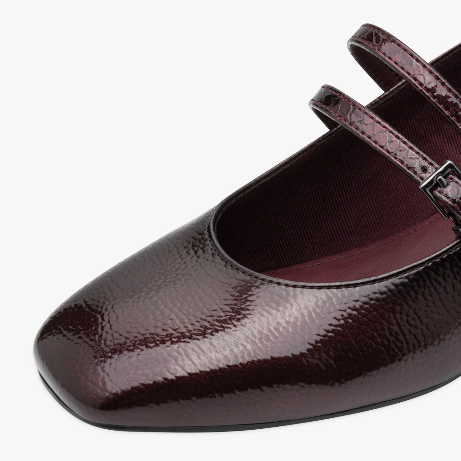 Tamaris Burgundy Patent Double-Strap Mary Jane Shoes