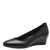 Front view of the Tamaris Black Leather Wedge Pump.