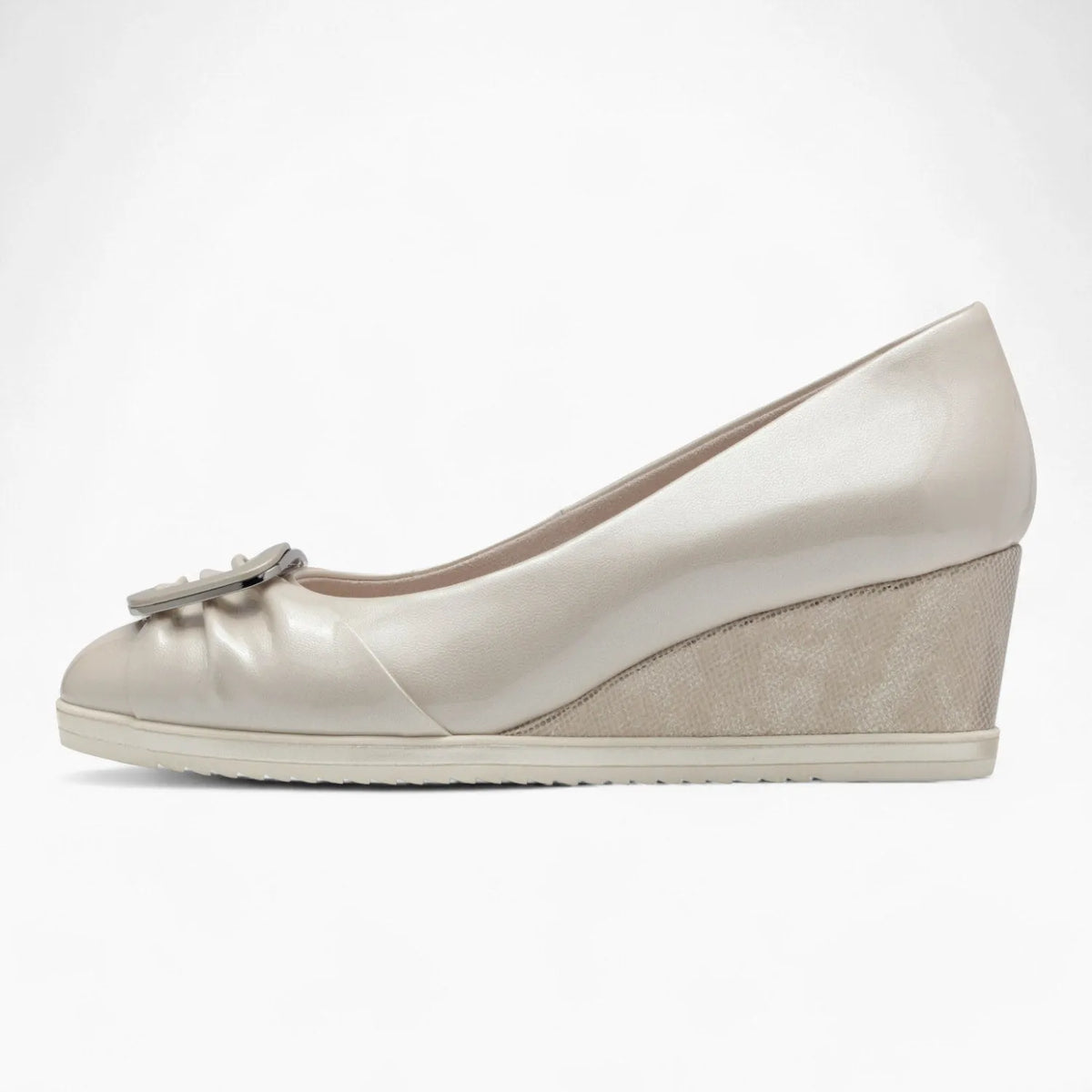 Tamaris Champagne Wedge Sandals – Dressy &amp; Comfortable - Leavys Shoes
