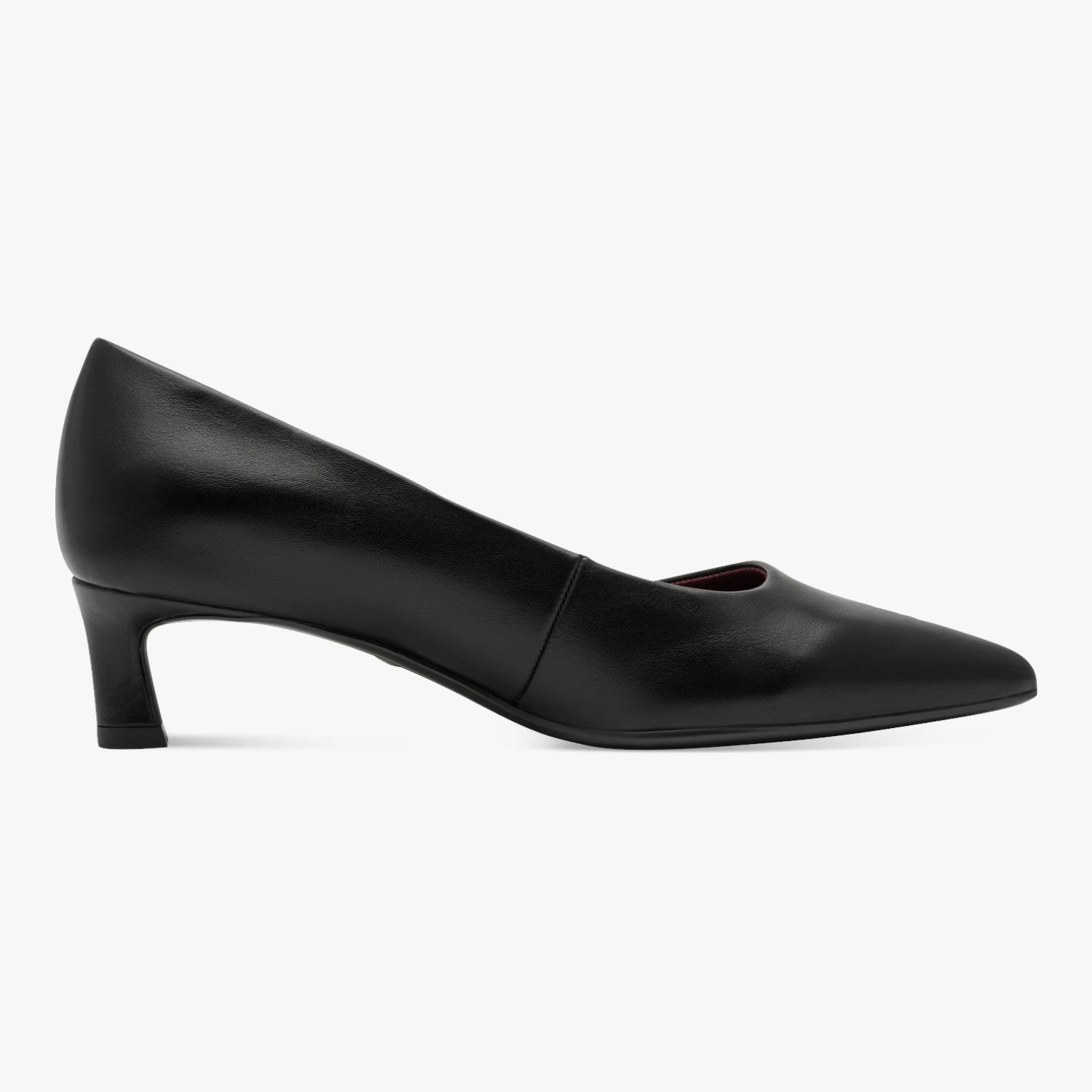 Tamaris Black Pointed Toe Kitten Heel Court Shoes