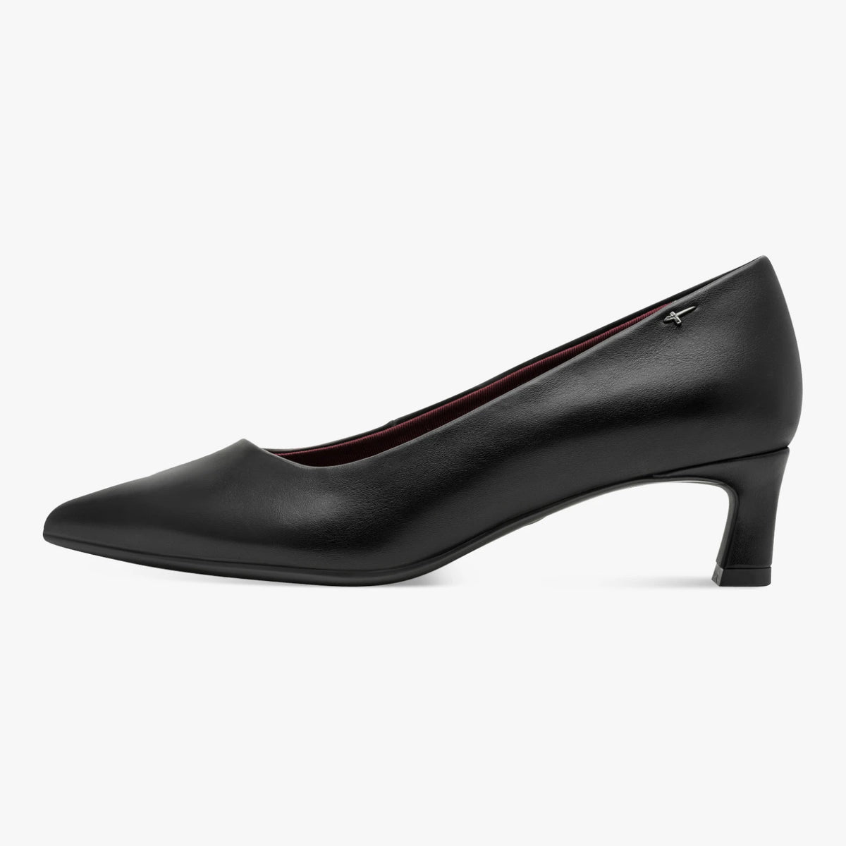 Tamaris Black Pointed Toe Kitten Heel Court Shoes