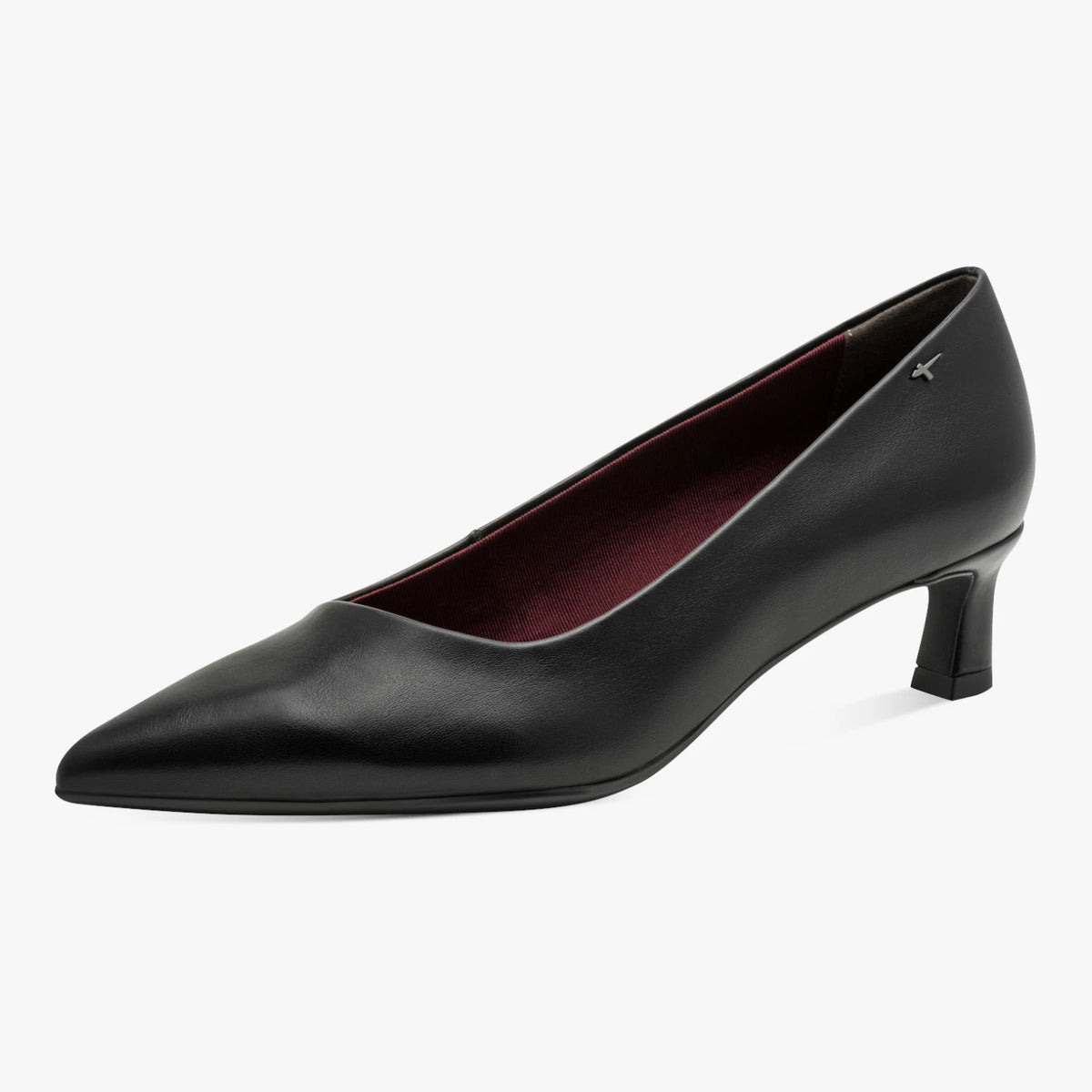 Tamaris Black Pointed Toe Kitten Heel Court Shoes