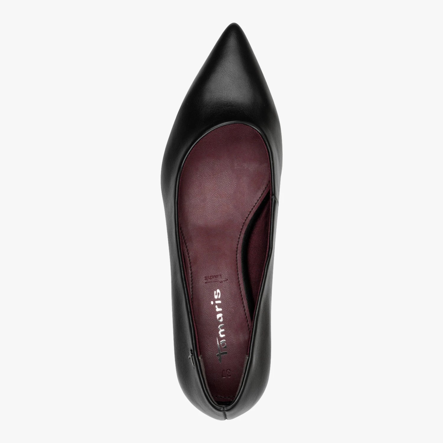 Tamaris Black Pointed Toe Kitten Heel Court Shoes