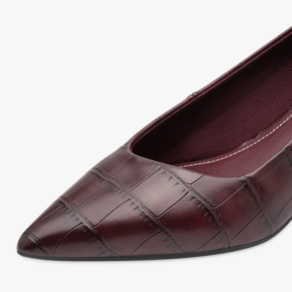 Tamaris Merlot Croc-Effect Kitten Heel Court Shoes