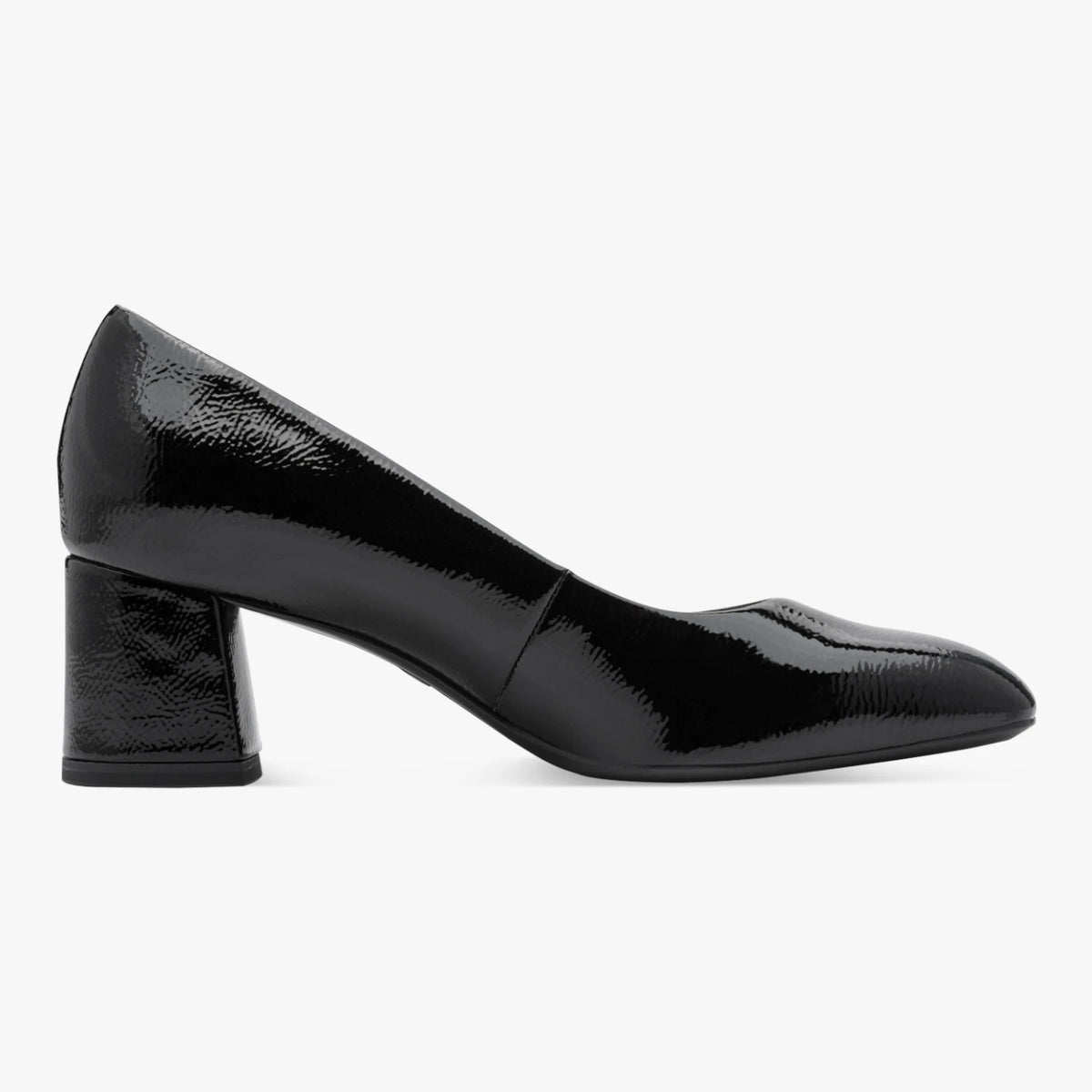 Tamaris Black Patent Block Heel Court Shoes