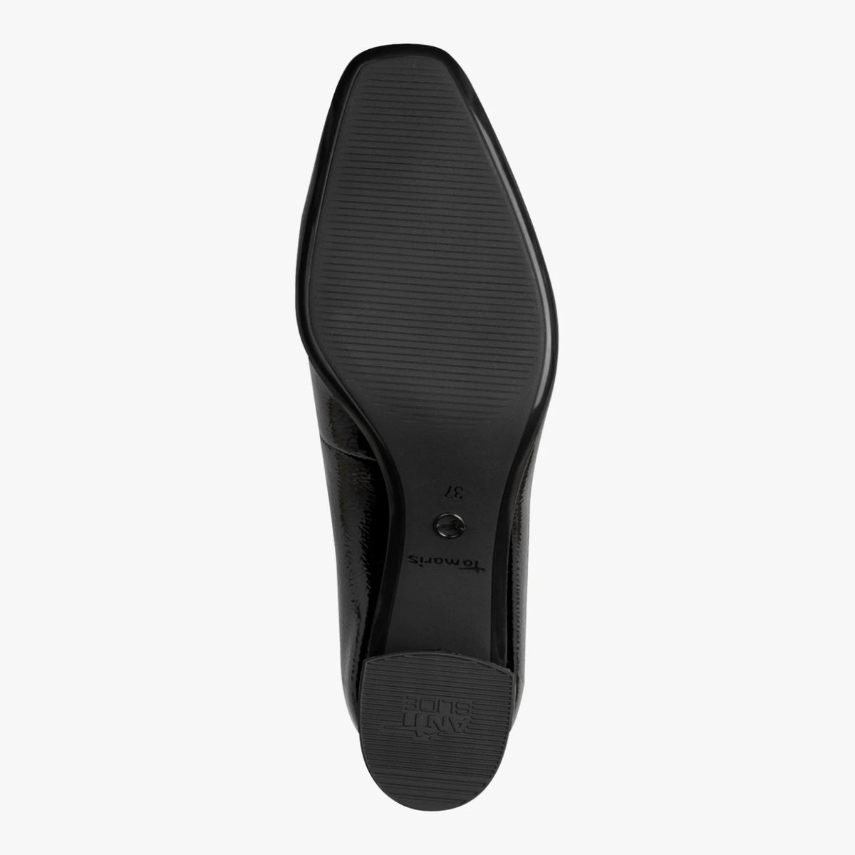 Tamaris Black Patent Block Heel Court Shoes