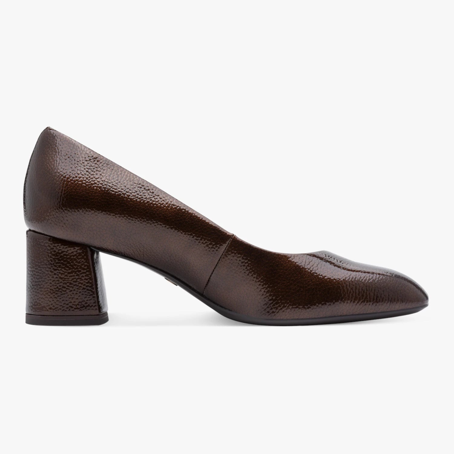Tamaris Brown Patent Block Heel Court Shoes