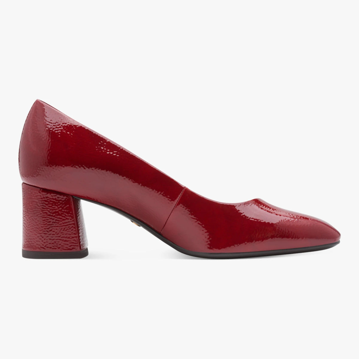 Tamaris Essentials Red Patent Block Heel Court Shoes