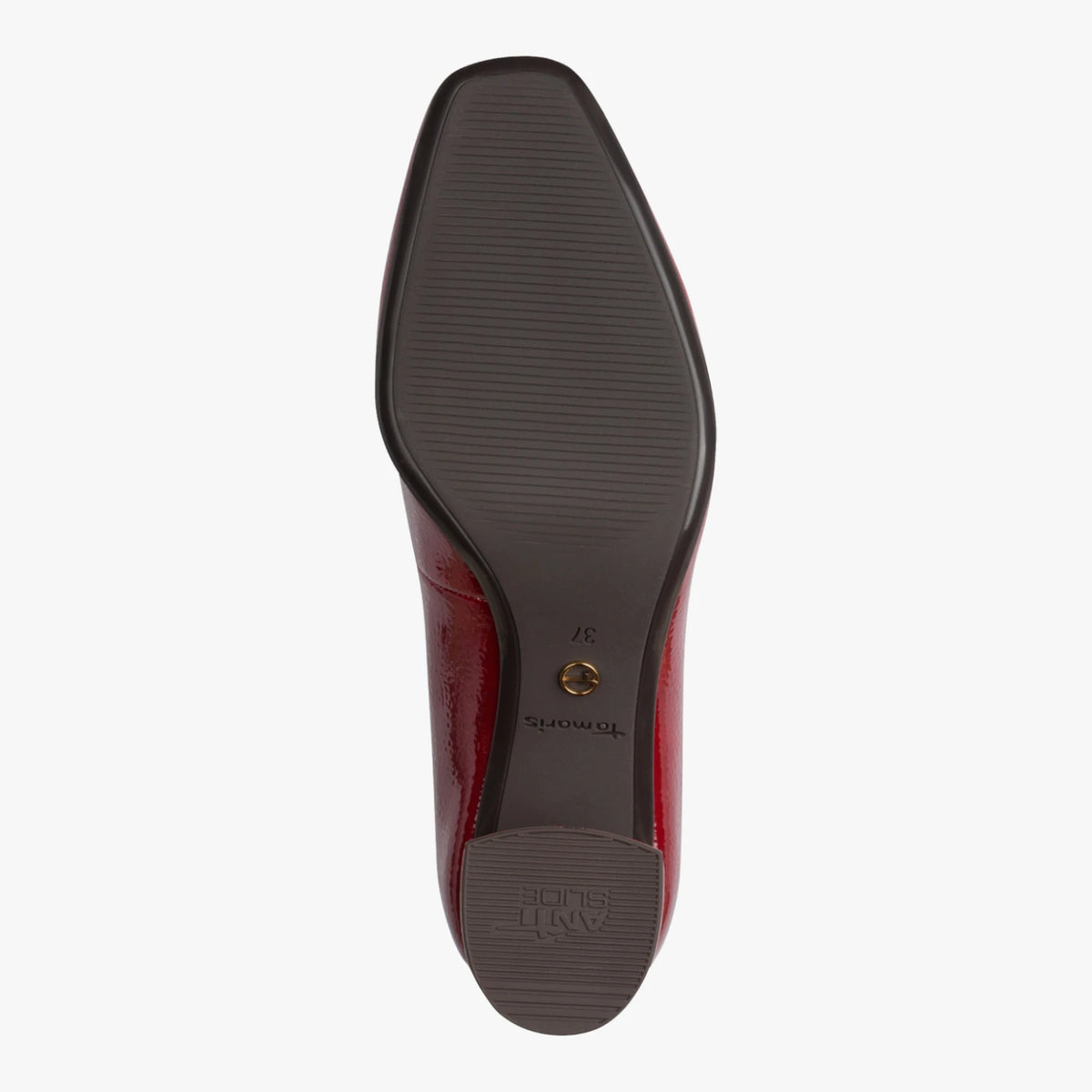 Tamaris Essentials Red Patent Block Heel Court Shoes
