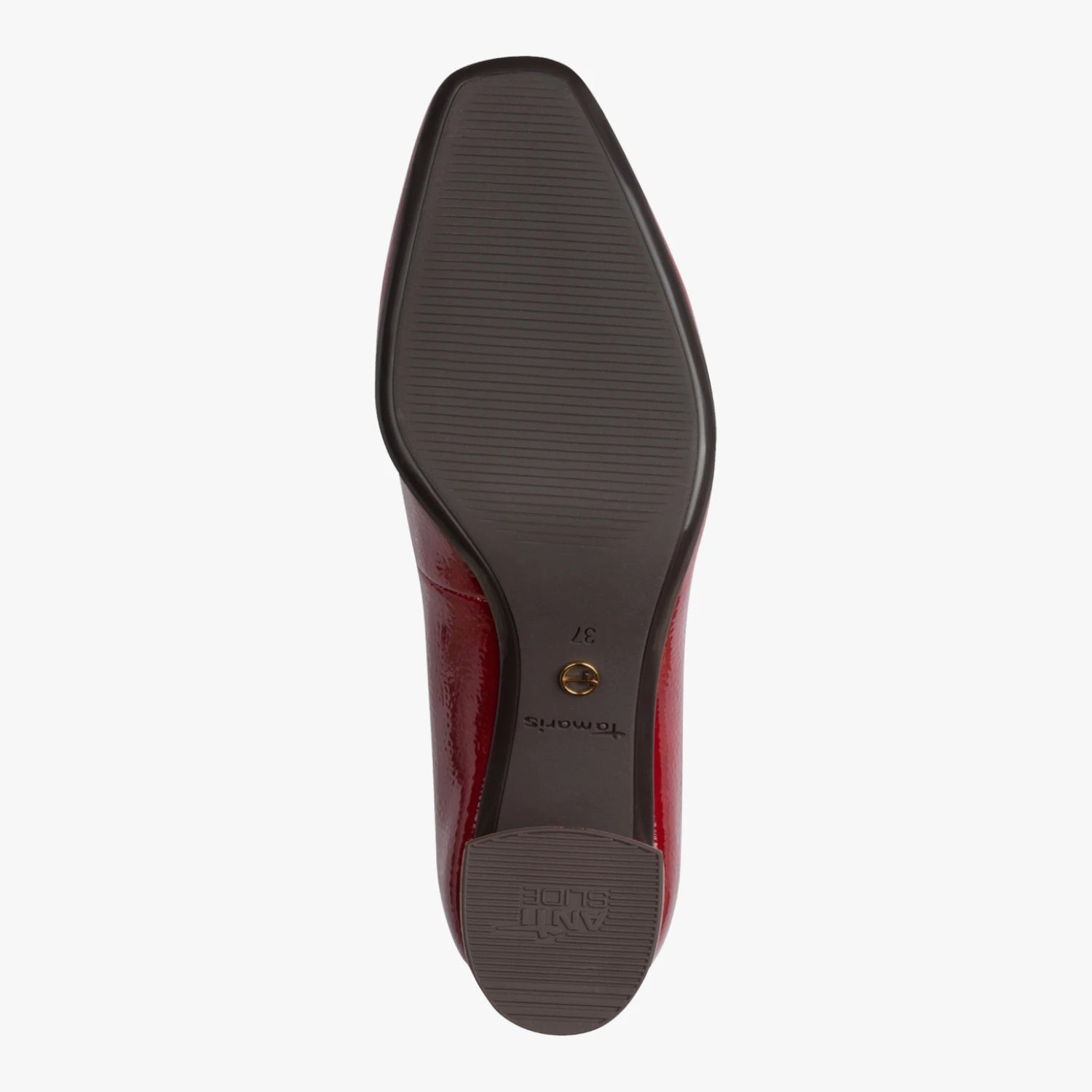 Tamaris Essentials Red Patent Block Heel Court Shoes
