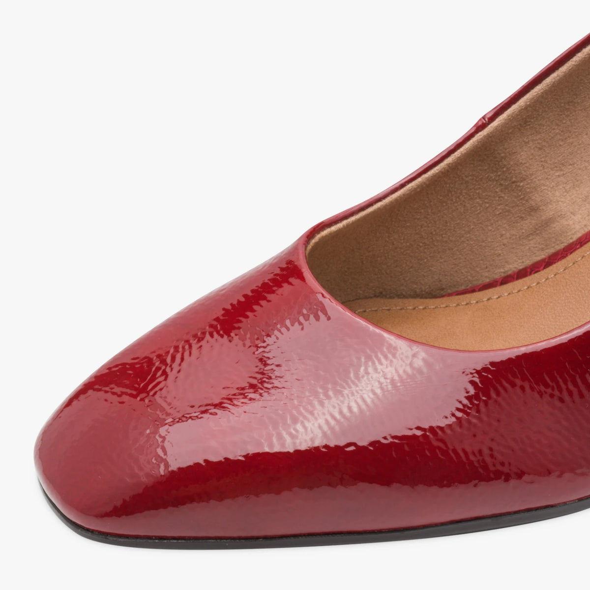 Tamaris Essentials Red Patent Block Heel Court Shoes