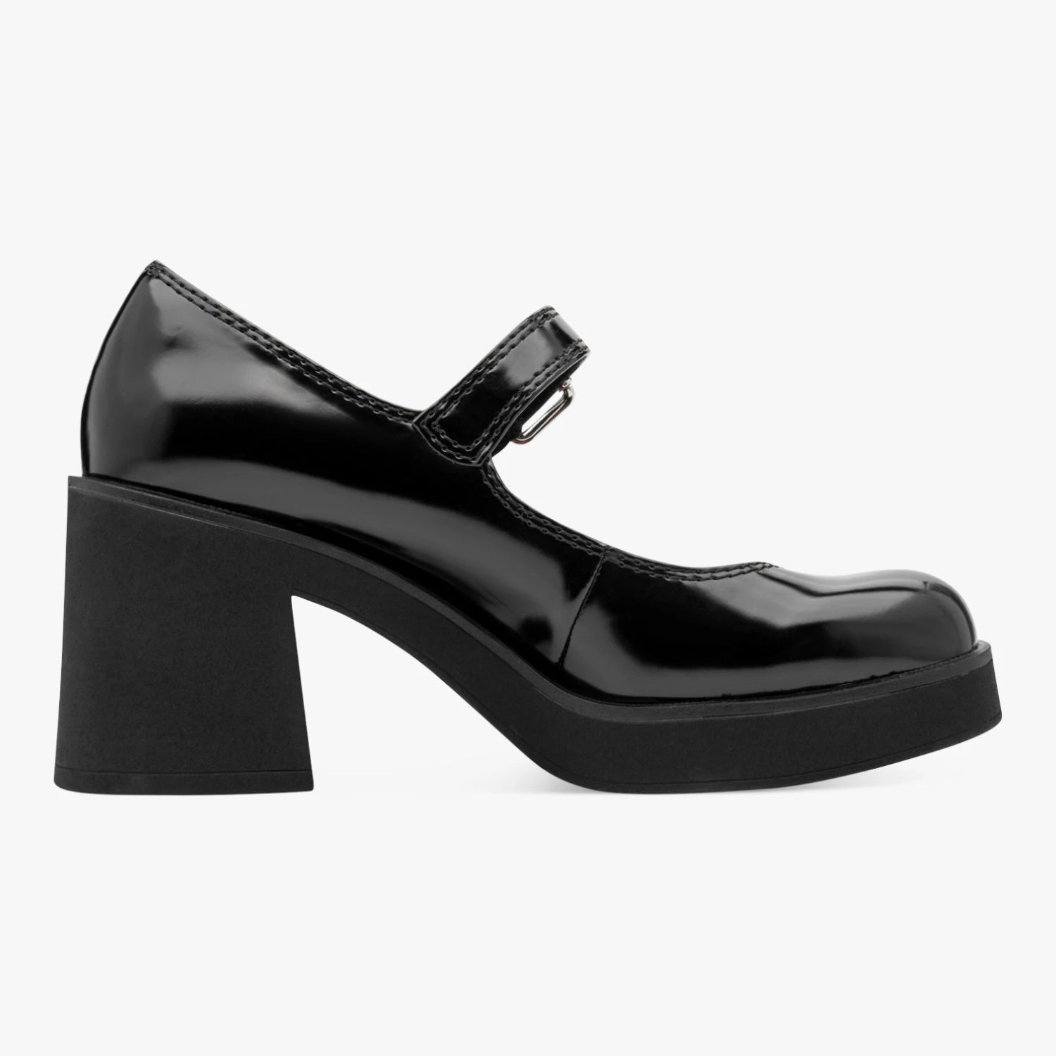 Tamaris Black Patent Chunky Mary Jane Shoes