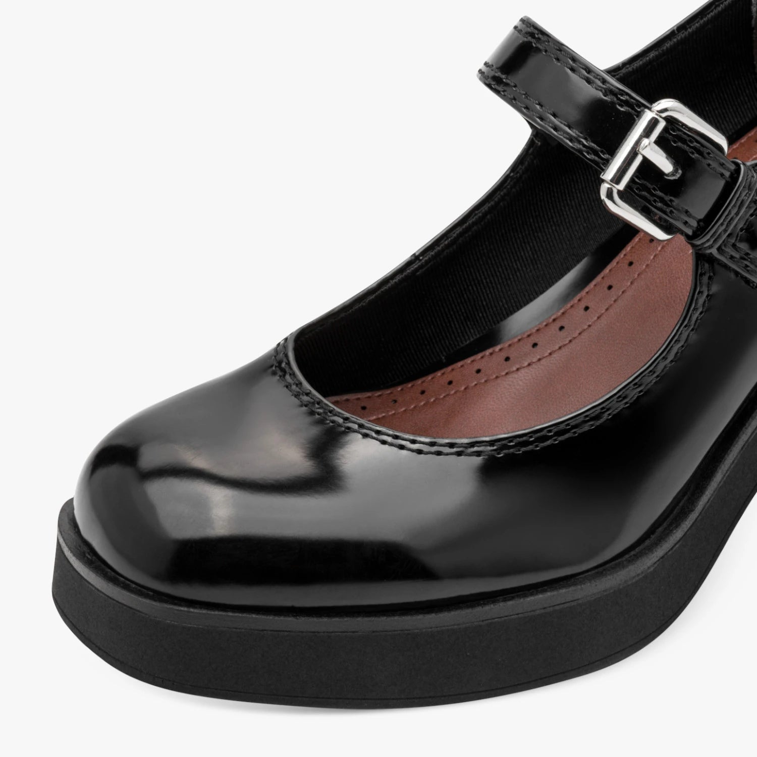 Tamaris Black Patent Chunky Mary Jane Shoes