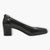 Tamaris Black Leather Court Shoe with Funnel Heel and Soft Footbed - Leavys Shoes