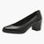 Tamaris Black Leather Court Shoe with Funnel Heel and Soft Footbed - Leavys Shoes