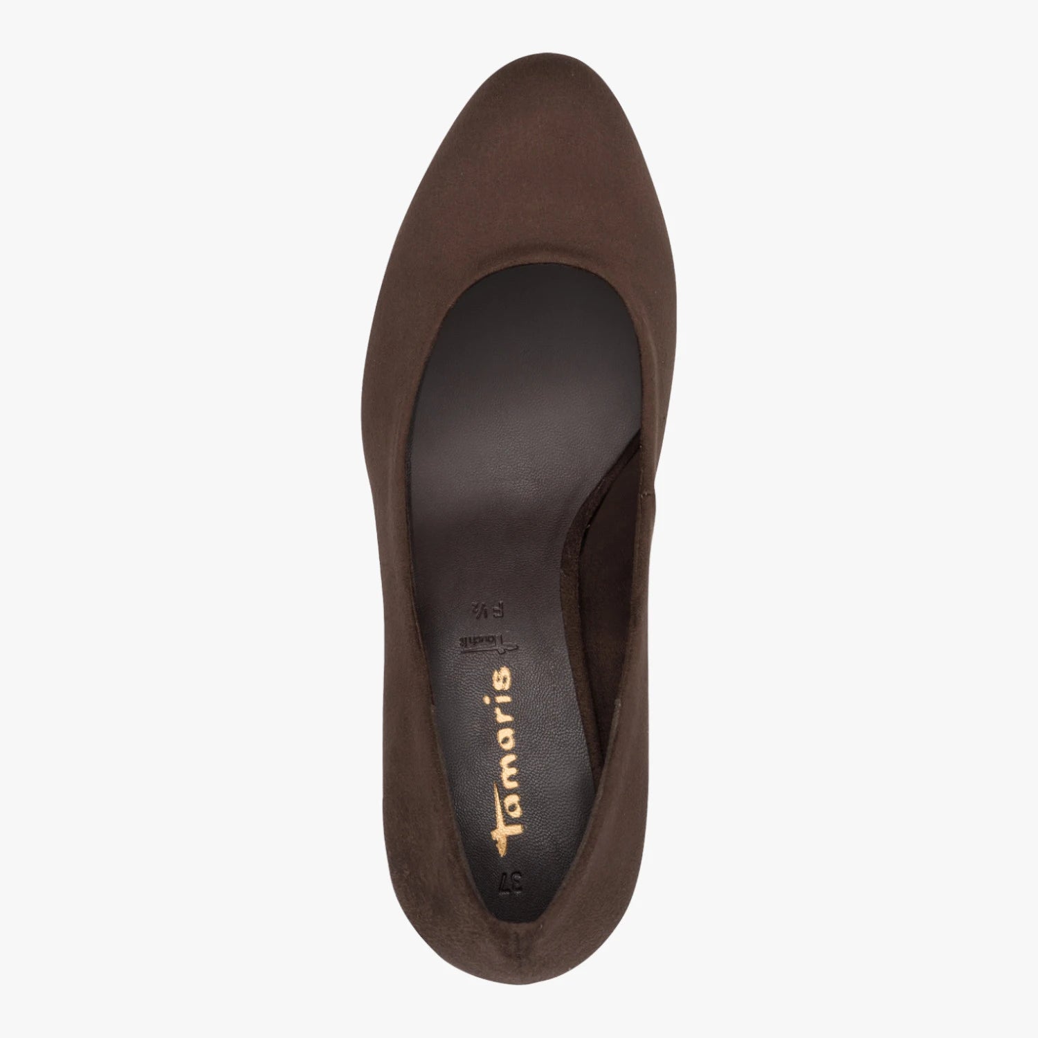 Tamaris Essentials Chocolate Brown Suede-Look Court Shoes